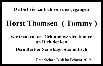 Anzeige von Horst Thomsen von MGO