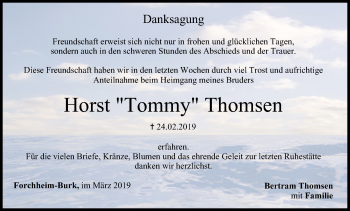 Anzeige von Horst Thomsen von MGO