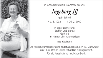 Anzeige von Ingeborg Iff von MGO