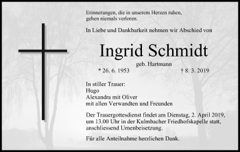 Anzeige von Ingrid Schmidt von MGO