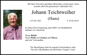 Anzeige von Johann Teichtweiher von MGO