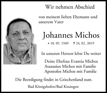 Anzeige von Johannes Michos von MGO