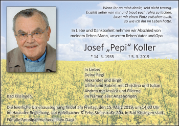 Anzeige von Josef Koller von MGO
