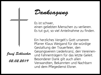 Anzeige von Josef Schleicher von MGO