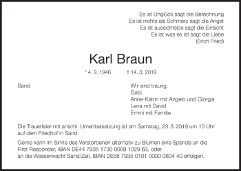 Anzeige von Karl Braun von MGO