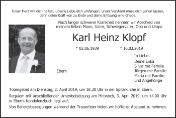 Anzeige von Karl Heinz Klopf von MGO