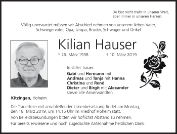 Anzeige von Kilian Hauser von MGO