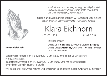 Anzeige von Klara Eichhorn von MGO