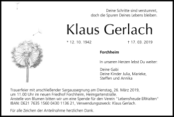 Anzeige von Klaus Gerlach von MGO