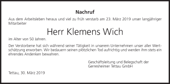 Anzeige von Klemens Wich von MGO