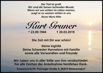 Anzeige von Kurt Gruner von MGO