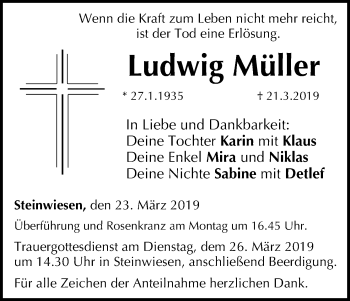Anzeige von Ludwig Müller von MGO
