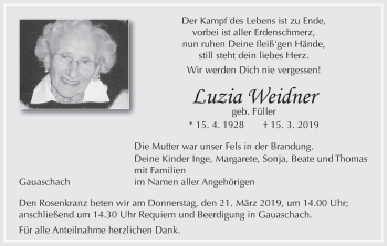 Anzeige von Luzia Weidner von MGO