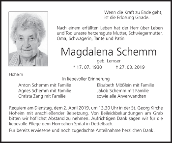 Anzeige von Magdalena Schemm von MGO