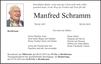 Anzeige von Manfred Schramm von MGO
