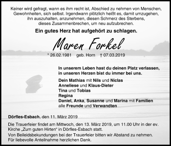 Anzeige von Maren Forkel von MGO