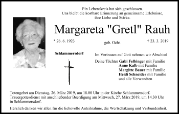 Anzeige von Margareta Rauh von MGO