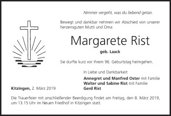 Anzeige von Margarete Rist von MGO