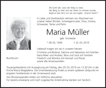 Anzeige von Maria Müller von MGO