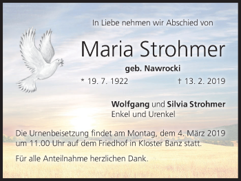 Anzeige von Maria Strohmer von MGO