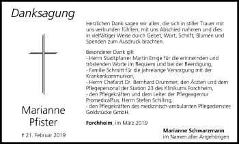 Anzeige von Marianne Pfister von MGO