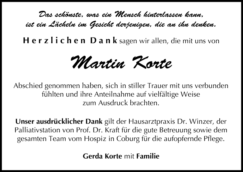  Traueranzeige für Martin Korte vom 02.03.2019 aus MGO