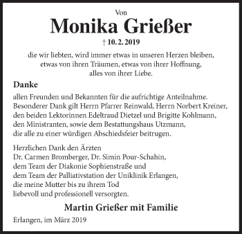 Anzeige von Monika Grießer von MGO