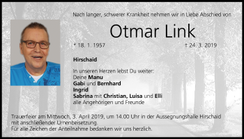Anzeige von Otmar Link von MGO