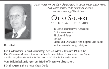 Anzeige von Otto Seufert von MGO