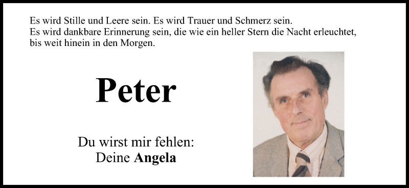  Traueranzeige für Peter  vom 26.03.2019 aus MGO