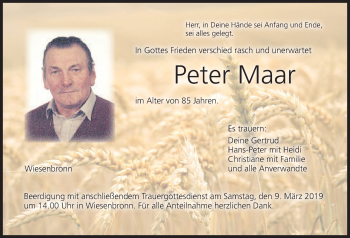 Anzeige von Peter Maar von MGO