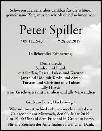 Anzeige von Peter Spiller von MGO