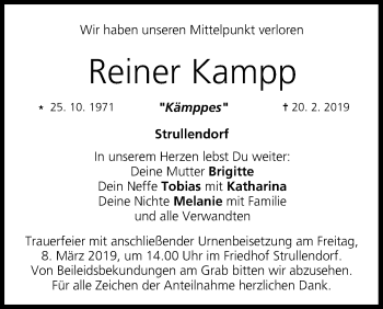Anzeige von Reiner Kampp von MGO