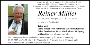 Anzeige von Reiner Müller von MGO