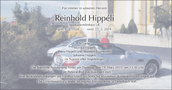 Anzeige von Reinhold Hippéli von MGO