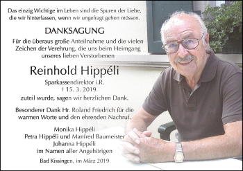 Anzeige von Reinhold Hippéli von MGO
