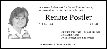 Anzeige von Renate Postler von MGO