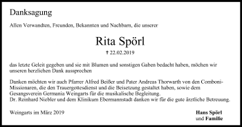 Anzeige von Rita Spörl von MGO