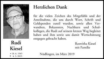 Anzeige von Rudi Kiesel von MGO