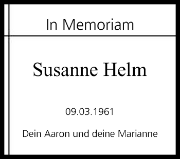 Anzeige von Susanne Helm von MGO