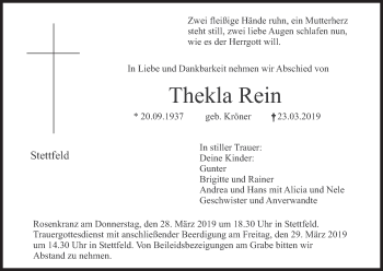 Anzeige von Thekla Rein von MGO