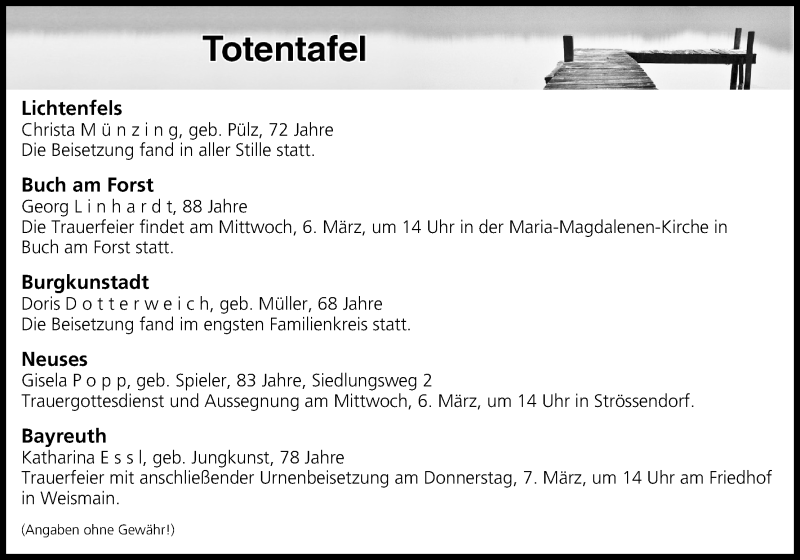  Traueranzeige für Totentafel vom 05.03.2019 vom 05.03.2019 aus MGO