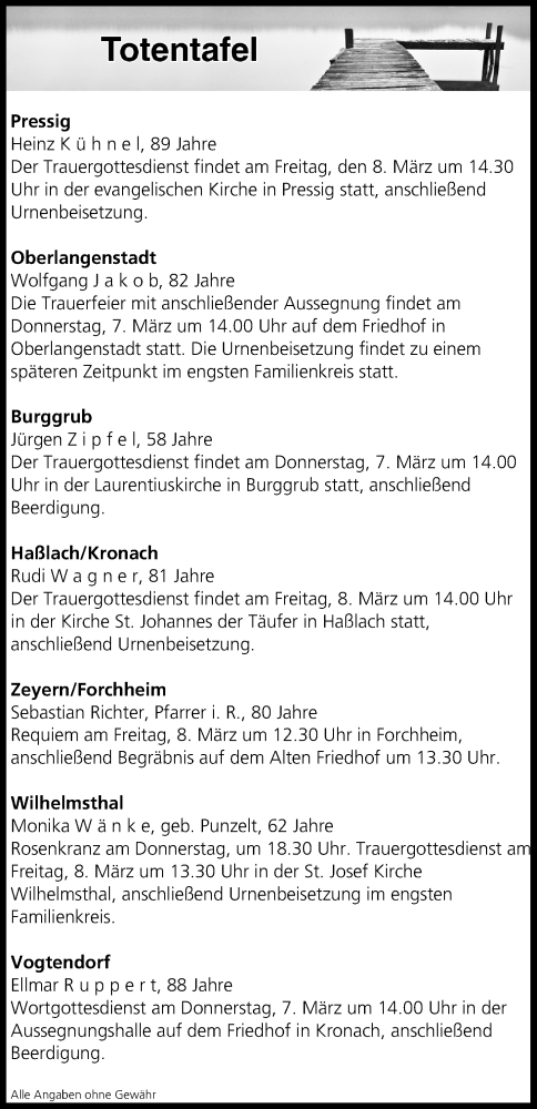  Traueranzeige für Totentafel vom 07.03.2019 vom 07.03.2019 aus MGO