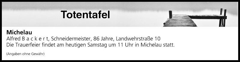  Traueranzeige für Totentafel vom 09.03.2019 vom 09.03.2019 aus MGO