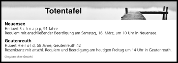 Anzeige von Totentafel vom 15.03.2019 von MGO