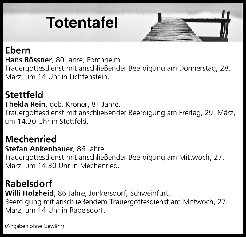  Traueranzeige für Totentafel vom 27.03.2019 vom 27.03.2019 aus MGO