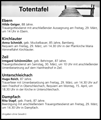 Anzeige von Totentafel vom 28.03.2019 von MGO