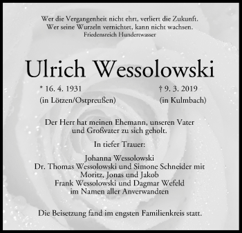 Anzeige von Ulrich Wessolowski von MGO