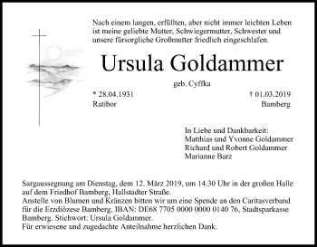 Anzeige von Ursula Goldammer von MGO