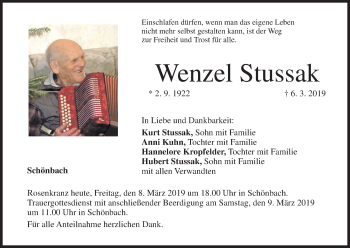 Anzeige von Wenzel Stussak von MGO